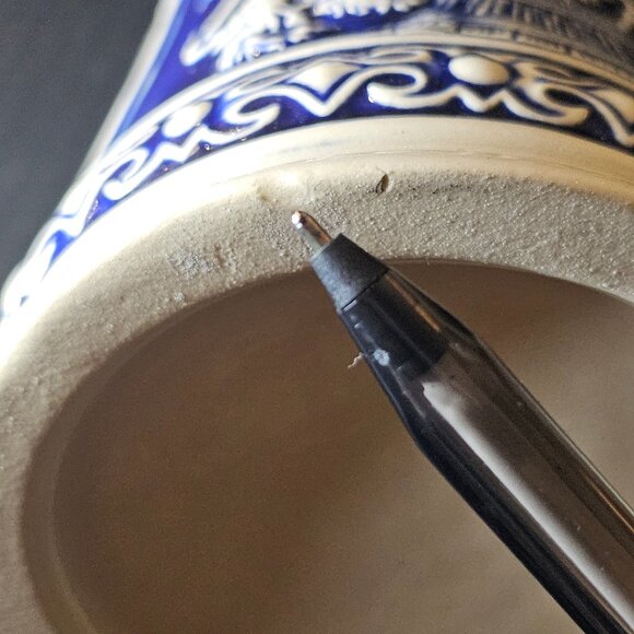 Vtg. Gerz German Zinc Lidded Beer Stein Cobalt Blue Koptenumab Gotterhalt's - Picture 6 of 12